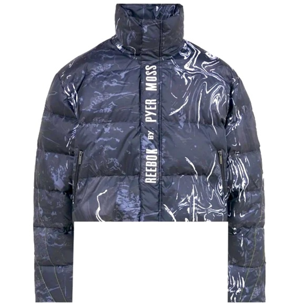 NWT REEBOK BY PYER MOSS Edition Black White Padded Crop Puffer Jacket sz 2XL
